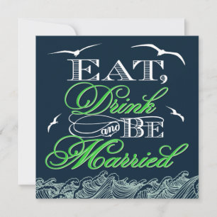 Convites Náuticos marinhos Azul e Verde para Casam