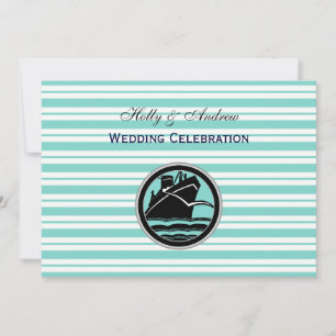 Convites Naval Navio Azul Claro Faixa Branca Casamento H