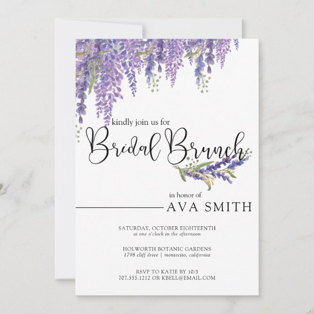 Convites Nave de Bridesmaids Brunch, árvore de Wisteria Ele (Frente)