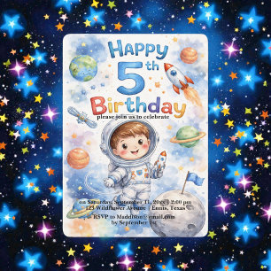 Convites Nave espacial aniversário Espaço Planetas Menino E