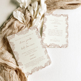 Convites Nave Floral Terracotta Frente e Casamento Traseiro
