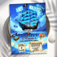 Nave Pirata Negra Azul-Brilhante Magia Ahoy Ahoy A