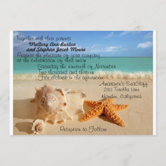 Convites Navegação de Casamento de Praia Starfish Personali