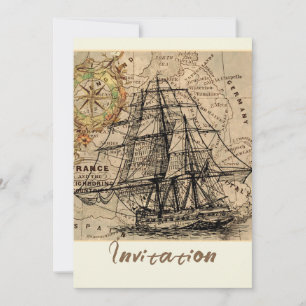 Convites Navio Antigo e Mapa