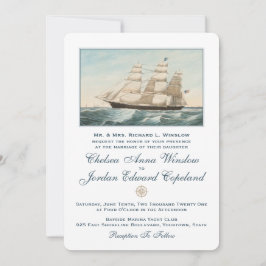 Convites Navio Clipper de Navegação Náutica | Casamento clá