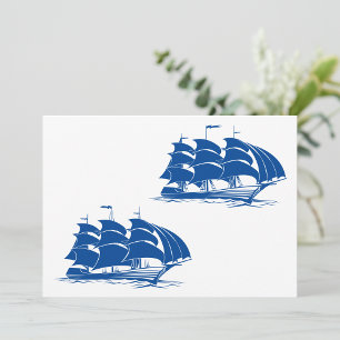Convites Navio de Velas Antigas Clipper Náutico Oceano