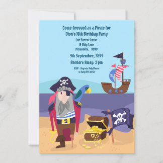 Convites Navio do Tesouro Pirata, Capitão Festa de aniversá