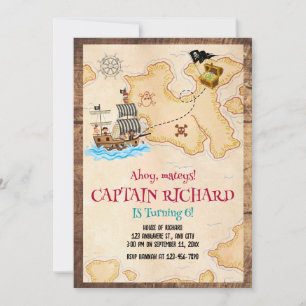Convites Navio Pirata Aniversário Piratas Caça ao Tesouro C