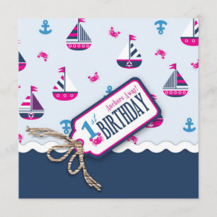 Convites Navios Ahoy! O aniversário da menina convida o