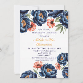 Convites Navy and Burnt Orange Floral Bachelorette Party