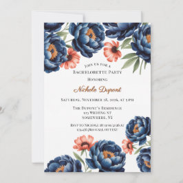 Convites Navy and Burnt Orange Floral Bachelorette Party