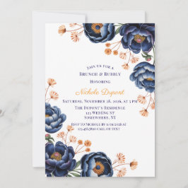 Convites Navy and Burnt Orange Floral Brunch & Bubbly