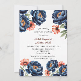 Convites Navy and Burnt Orange Floral Couples Shower
