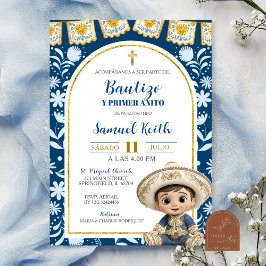 Convites Navy Blue Arch Cielito Lindo Baptism 1st Birthday