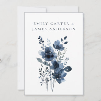 Convites Navy Blue Botanical Wedding