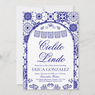 Convites Navy Blue Cielito Lindo Papel Picado Baby Shower
