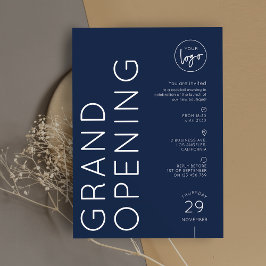 Convites Navy Blue Corporate Business Logo Grand Opening