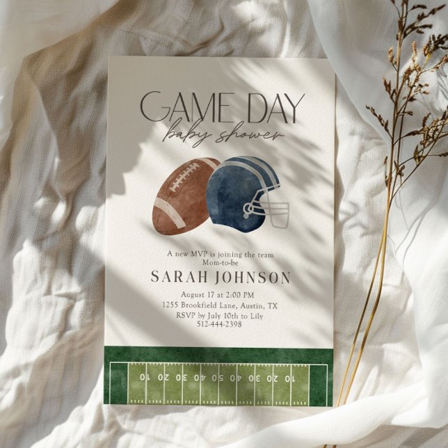 Convites Navy Blue Game Day Football Baby Shower (Criador carregado)