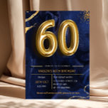 Convites Navy Blue Gold Glitter 60th Birthday<br><div class="desc">Navy blue and gold glitters surprise 60th birthday party invitation. Elegant modern design featuring royal blue gradient background, faux glitter gold and typography script font. Trendy invite card perfect for a stylish women's bday celebration. Printed Zazzle invitations or instant download digital printable template Navy 60th Sixty Birthday Invitation Template, Printable...</div>