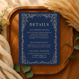 Convites Navy Blue Gold Minimalist Wedding Details
