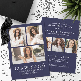 Convites Navy Blue Photo Graduation Party Invitation