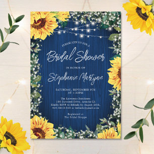 Convites Navy Blue Sunflower Lights Bridal Shower