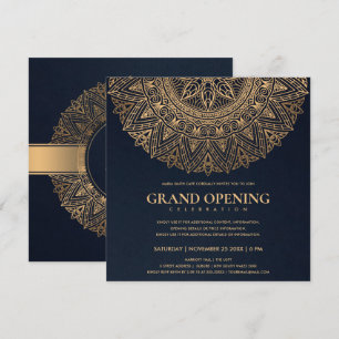 Convites NAVY Dourado CLÁSSICO MANDALA GRANDIOSO ABERTURA