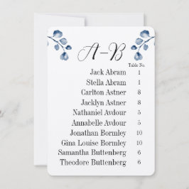 Convites Navy Eucalyptus Alphabet 10 Guest Table Chart Card