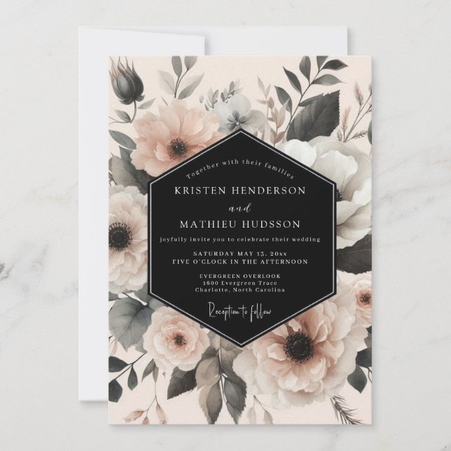 Convites Navy Floral Ethereal Wedding (Frente)
