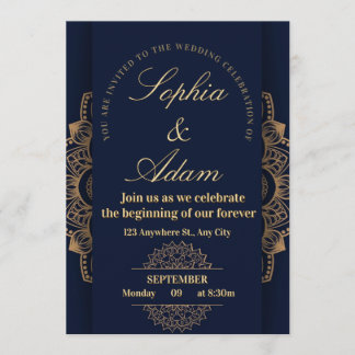 Convites Navy & Gold Mandala Invitation