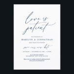 Convites Navy Minimal, O amor é paciente, casamento adiado<br><div class="desc">Este é o convite de casamento remarcado (adiado / adiamento) cartão (o amor é paciente),  no tema moderno minimalista simples e limpo,  com fonte azul marinho.
É a maneira perfeita de fazer o anúncio de reprogramação do evento para os seus amigos e familiares.</div>