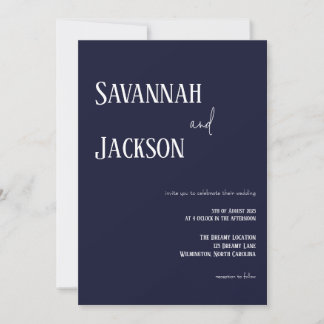 Convites Navy Modern Elegant Wedding Invitation