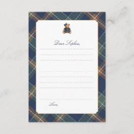 Convites Navy Plaid Teddy Bear Girl Time Capsule Card