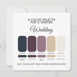 Convites Navy Plum Soft Gold Winter Wedding Palette Card