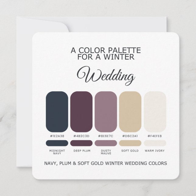 Convites Navy Plum Soft Gold Winter Wedding Palette Card (Frente)