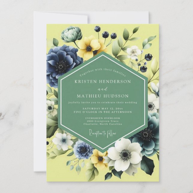 Convites Navy Sunlit Meadow Wedding (Frente)