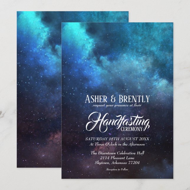 Convites Nébula Azul Estrelado Manipulação Moderna De Wicca (Frente/Verso)