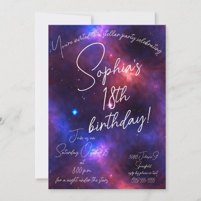 Convites Nebula Birthday (Frente)