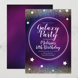 Convites Nebulosa da Galáxia Espacial Brilho Lua Aniversári