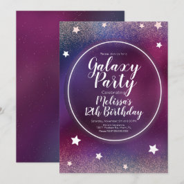 Convites Nebulosa da Galáxia Espacial Glitter Lua Aniversár