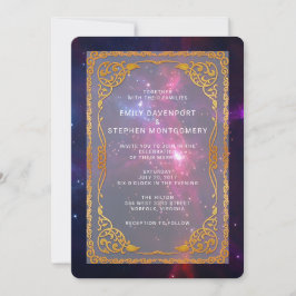 Convites Nebulosa do Espaço Cósmico com Casamento de Quadro
