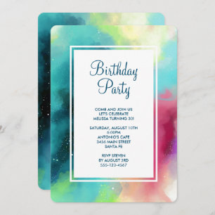 Convites Nebulosa do Espaço Verde Moderno e Vermelho