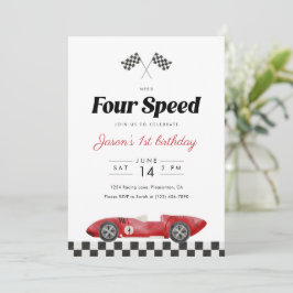 Convites Need Four Speed 4th Birthday Vintage Race Car
