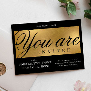 Convites Negócios do Janto anual Black & Dourado Character 