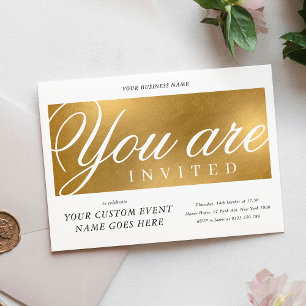 Convites Negócios do Janto anual Elegante Dourado Charity G