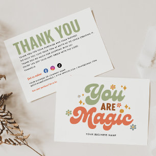 Convites Negócios Você é Magic Retro Boho Floral Obrigado