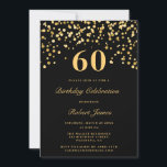 Convites Negra Chic Moderna e Dourado Sessenta e sessenta a<br><div class="desc">Chic Black Elegante E Dourados 60ª Festa de aniversário Convidados</div>