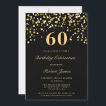 Convites Negra Chic Moderna e Dourado Sessenta e sessenta a<br><div class="desc">Chic Black Elegante E Dourados 60ª Festa de aniversário Convidados</div>