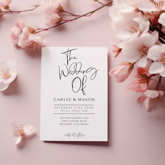 Convites Negra Clássica Elegante e Branca O Casamento de