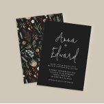 Convites Negra floral floral preto-e-branco de casamento<br><div class="desc">O cartão de convite de casamento mínimo e moderno para na moda floral floral floral de aquarela de casamento.</div>